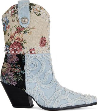 Azalea Wang Akari Block Bootie in Denim Multi at Nordstrom, Size 8.5