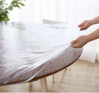 OEM Mantel Redondo, Lavable Y Resistente A La Intemperie, Con El&aacute;stico Ideal Para Jard&iacute;n Y Comedor De 90 A 110 Cm De Ancho Transparente