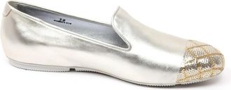Hogan Sequin Flat Mocassin Schoen Wrap Stijl - Dames - Loafers - Grijs - 36 1/2 EU - Leer - Schoenen