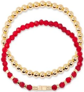 Brook & York Makenna Set of 2 Birthstone Beaded Stretch Bracelets in Gold at Nordstrom Rack