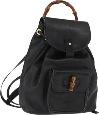 Gucci Pre-owned Vintage Leren Rugzak - Dames - Vintage Rugzakken - Zwart - ONE Size - Leer - Vintage