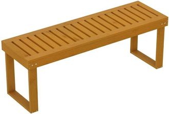 OUTSUNNY Banco De Jard&iacute;n De 2 Plazas Banco De Madera Asiento De Lamas Carga 300 Kg Banco Para Patio Terraza 120x34x43 Cm Teca