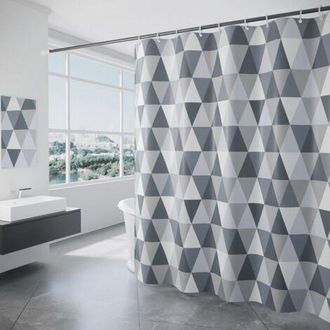 OEM Cortina De Ducha De Poli&eacute;ster De 180 X 200 Cm, Impermeable Y Resistente Al Moho, Lavable, Con Estampado Triangular
