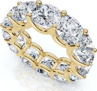 Pompeii3 12Ct Cushion Cut Diamond Eternity Ring 14k Gold Wedding Band Lab Grown