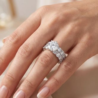 Pompeii3 9Ct Diamond Eternity Engagement Ring Set White, Yellow, or Rose Gold Lab Grown