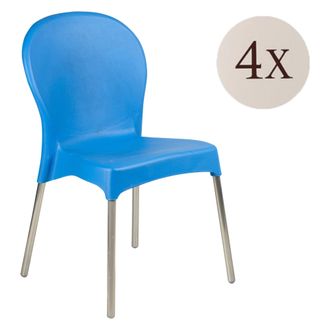 Dmora Sillas De Exterior Eclectic, 4 Unidades, Apilables, Hecho En Italia, Peso M&aacute;x. 120 Kg, Azul