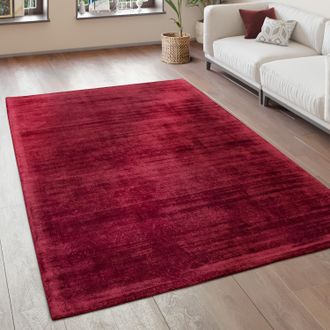 Paco Home Paco Home Alfombra Sal&oacute;n Vintage Pelo Corto Hecha A Mano De Alta Calidad Viscosa 80x150 Cm, Borgo&ntilde;a