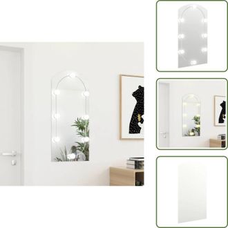 vidaXL The Living Store Specchio con Luci LED 90x45 cm Forma ad Arco in Vetro - Luci LED per specchio