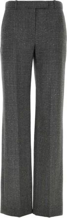 Alexander McQueen Alexander McQueen, Straight Trousers, female, Gray, Size: S Flecked Glen Check Tailored Trousers