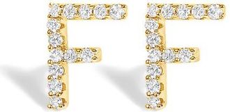 House of Brilliance 10K Gold 1/10 Cttw Diamond Initial A to Z Stud Earring in Yellow Gold | F at Nordstrom