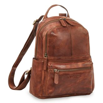 STILORD Berry Real Leather Backpack Women Small Genuine Leather Daypack Rucksack Backpack with Compartments 13 inch Anti Theft Backpack Waterproof Work Travel