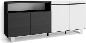 Skraut Home Aparadores Para Sal&oacute;n, Gran Capacidad De Almacenaje, 200x87x35cm, 4 Puertas, Dise&ntilde;o Industrial, Estilo Moderno, Blanco Y Negro - Skraut Home