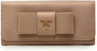Prada Pre-owned Long Wallet met Strikdetail - Dames - Vintage Accessoires - Bruin - ONE Size - Leer - Vintage
