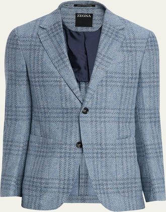 Ermenegildo Zegna Mens Maxi-Plaid Woven Patch-Pocket Sport Coat