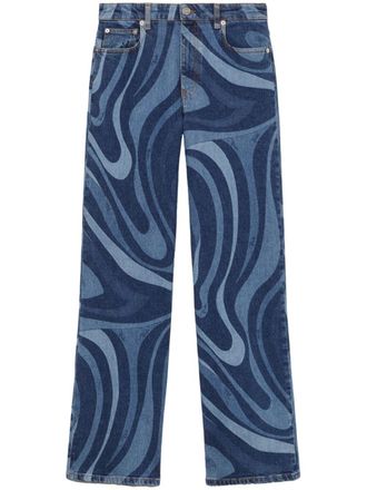Pucci Marmo-print straight-leg jeans - Blue