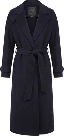 Pinko Casella Cappotto - Dames - Jas met riem - Blauw - L - Wol - Jassen