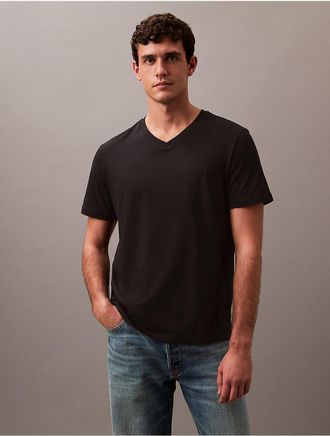Calvin Klein Mens Liquid Touch Classic V Neck T-Shirt - Black - 2XL