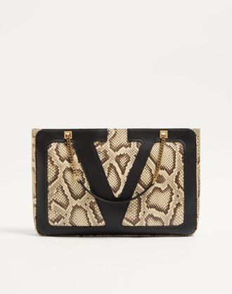Valentino Garavani Borsa Shopping Media Valentino Garavani Viva Superstar In Pitone Donna CREMA/NERO UNI