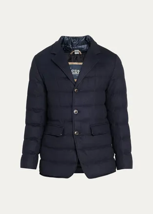 Herno Mens Cashmere-Blend Quilted Blazer Jacket