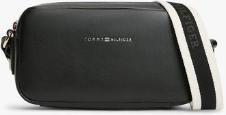 Tommy Hilfiger Womens Tonal Logo Strap Crossbody Bag - Black