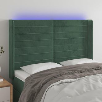 vidaXL Cabecero Con Led De Terciopelo Verde Oscuro 147x16x118/128 Cm Vidaxl