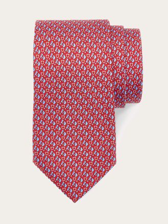 Ferragamo Men Equestrian print silk tie Red