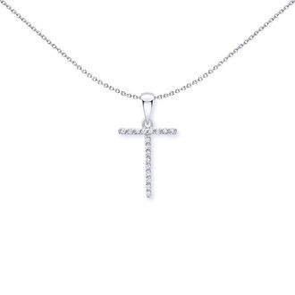Jewelco London 9ct White Gold Diamond Initial Charm Pendant Letter T - INNR029-T