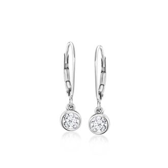 Ross-Simons Lab-Grown Diamond Drop Earrings in Sterling Silver