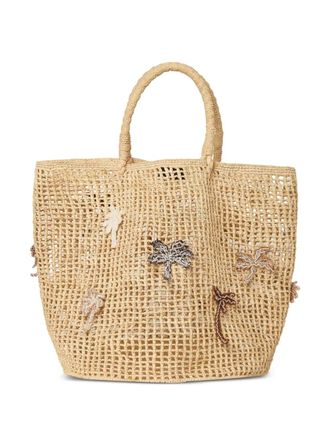 Alanui Where The Waves Begings palm-tree raffia tote bag - Neutrals