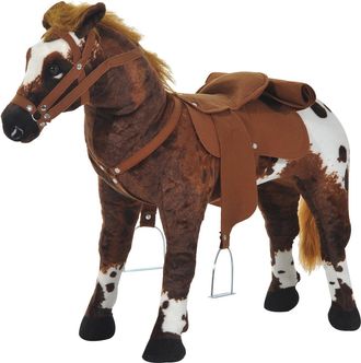 OEM Caballo De Juguete Ni&ntilde;os Mayores De 2 A&ntilde;os Con Silla Y Sonidos Realistas 85x28x60 Cm Marr&oacute;n