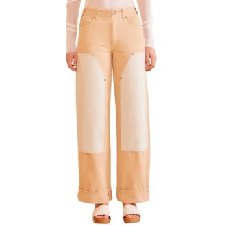 Ulla Johnson Womens The Olympia Jean In Limestone Patchwork