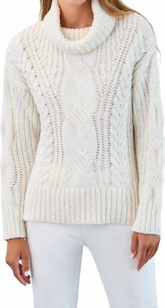 FDJ Cowl Neck Cable Sweater In Creme