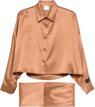 Alysi long-sleeve trousers set - women - Viscose/Virgin Wool/Cotton/Viscose/Cotton - 42 - Brown