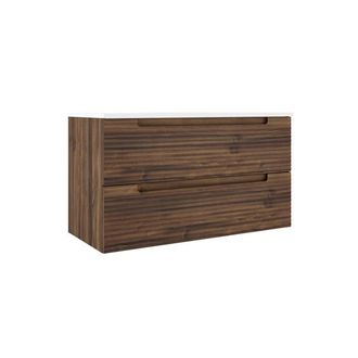 Saniclass Prime Balance Wastafelonderkast - 100x55x44.9cm - 2 lades - Geintegreerde greep - MDF - Noten