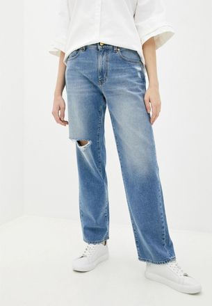 Love Moschino Worn Look Cotton Jeans with Zip Closure