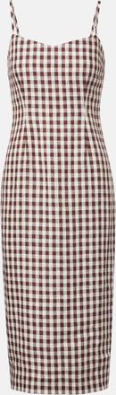 Poss&eacute; Abito midi Sadie in lino a quadretti