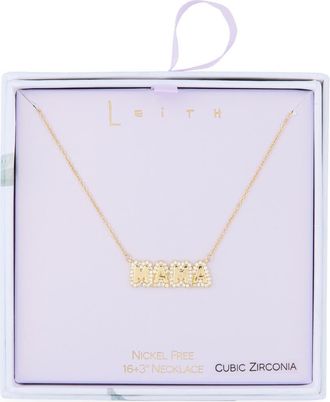 Leith Mama Cubic Zirconia Pendant Necklace in Clear- Gold at Nordstrom Rack