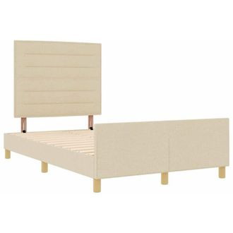vidaXL Bed Frame with Headboard Cream 140 x 190 cm Fabric vidaXL