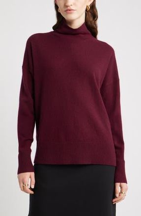 Nordstrom Oversize Cashmere Turtleneck Sweater in Burgundy Field at Nordstrom Rack, Size Xx-Small