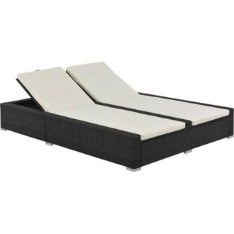 vidaXL Lettino Prendisole Doppio in Polyrattan Nero - Vidaxl