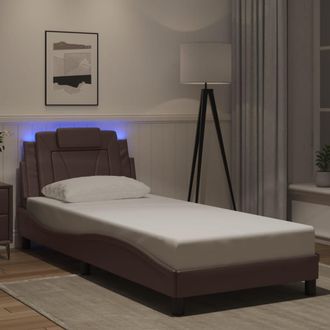 vidaXL Estructura De Cama Viana Con Led Sin Colch&oacute;n Marr&oacute;n 80x200 Cm Vidaxl