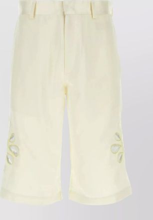 Bluemarble satin bermuda shorts featuring floral embroidery