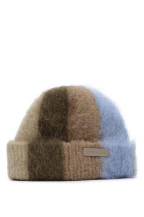 Ami STRIPED BEANIE Size: OS, colour: BROWN