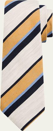 Kiton Mens Multicolor Stripe Silk 7-Fold Tie