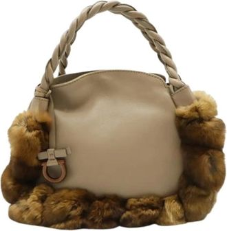 Ferragamo Pre-owned Handbags, female, Beige, Size: ONE SIZE Pre-owned Leather Handbag