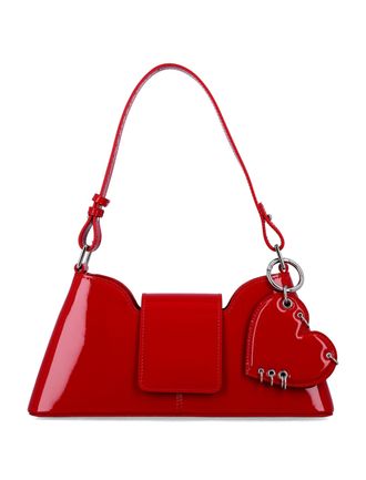 Justine Clenquet Geometric Structured Handbag With Heart Charm And Silver Hardware