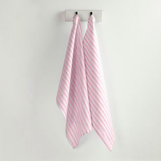 Solino Home Linen Kitchen Towels Set of 2, 17 x 26 - Amalfi Stripe in Cherry Blossom And White at Nordstrom