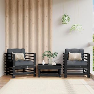 vidaXL Vidaxl - Sillones De Jard&iacute;n Con Cojines 2 Uds Madera Maciza Pino Negro