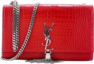 Saint Laurent Classic Monogram Tassel Crossbody Bag Crocodile Embossed Medium (Authentic Pre-Loved)
