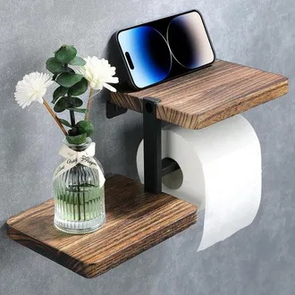 OEM Portarrollos De Papel Higi&eacute;nico De Madera Para Pared, Soporte Para Papel Higi&eacute;nico De Ba&ntilde;o Portarrollos De Papel Higi&eacute;nico Madera Pared Estante